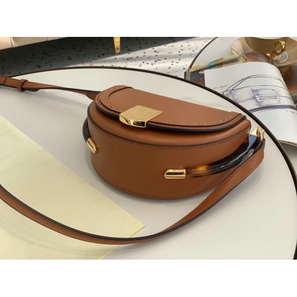 F**di moonlight saddle bag in brown calfskin