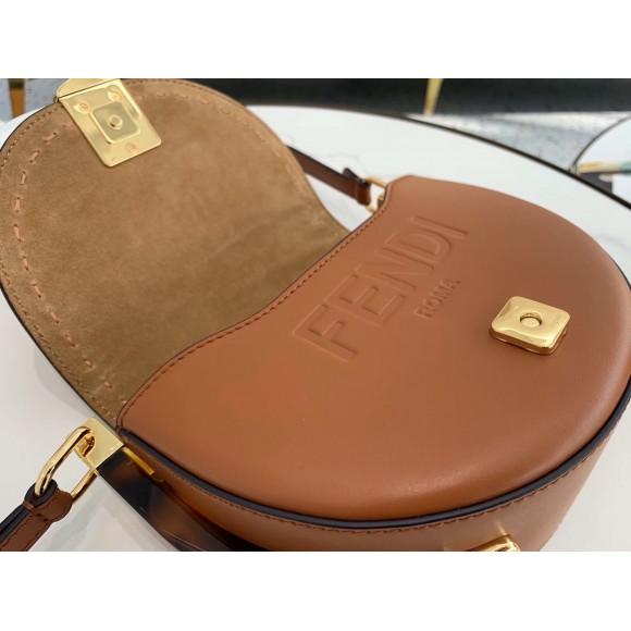 F**di moonlight saddle bag in brown calfskin