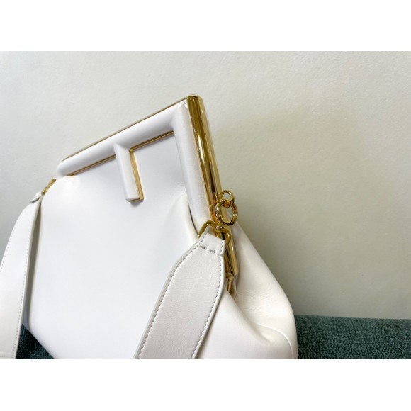 F**di first medium bag in white nappa leather