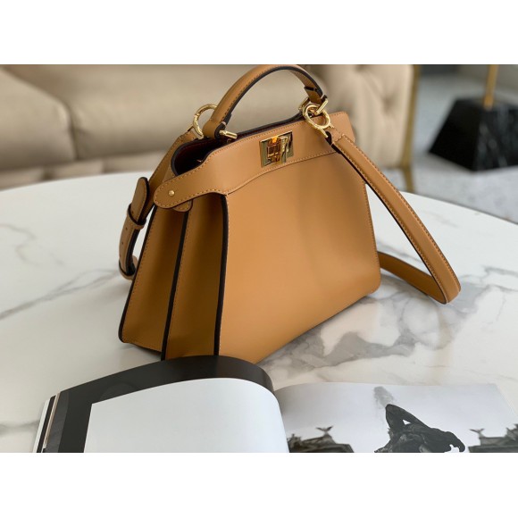 F**di peekaboo iseeu small bag in beige calfskin