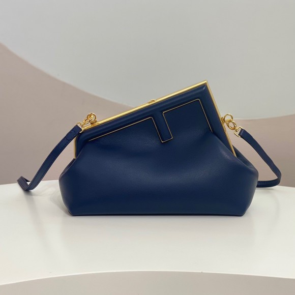 F**di first small bag in dark blue nappa leather