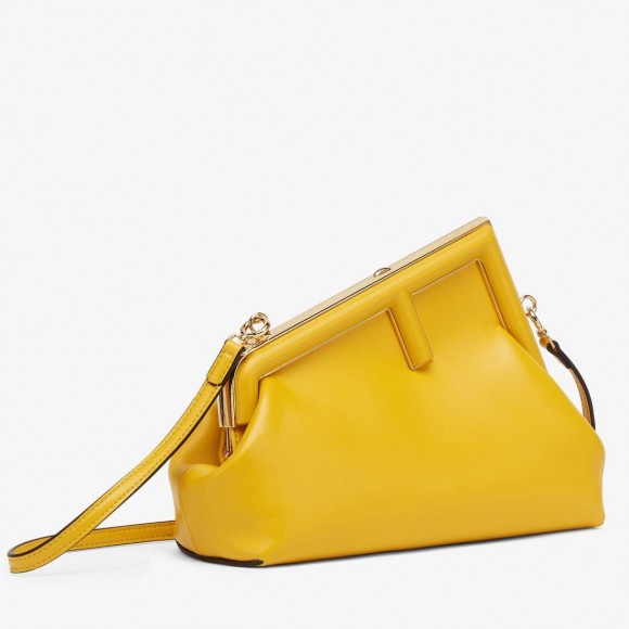 F**di first small bag in yellow nappa leather