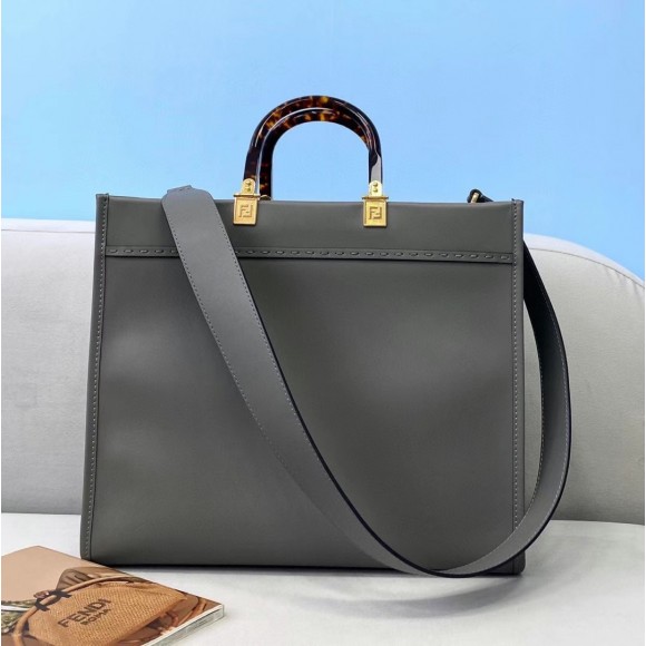 F**di sunshine medium tote bag in grey calfskin