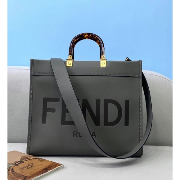 F**di sunshine medium tote bag in grey calfskin