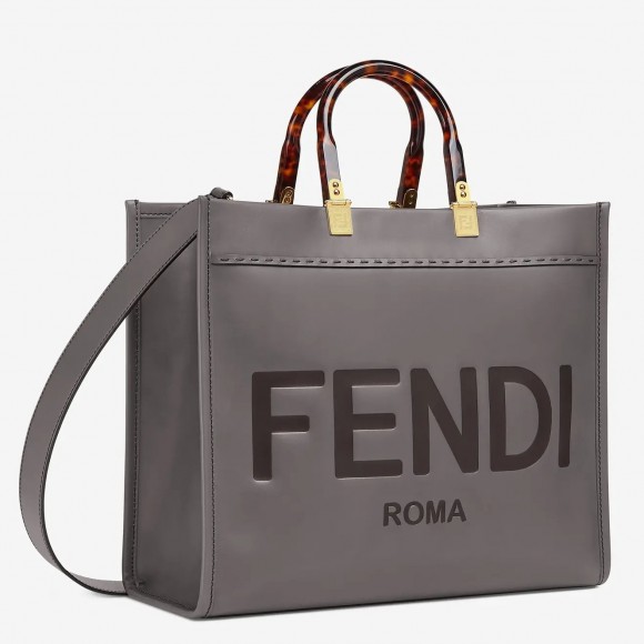 F**di sunshine medium tote bag in grey calfskin