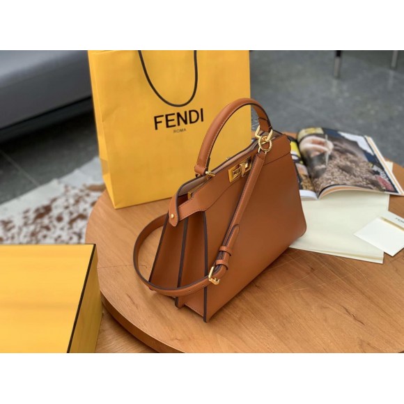 F**di peekaboo iseeu medium bag in brown calfskin