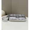 Fendi Large Baguette Bag In Silver FF Metallic Leather