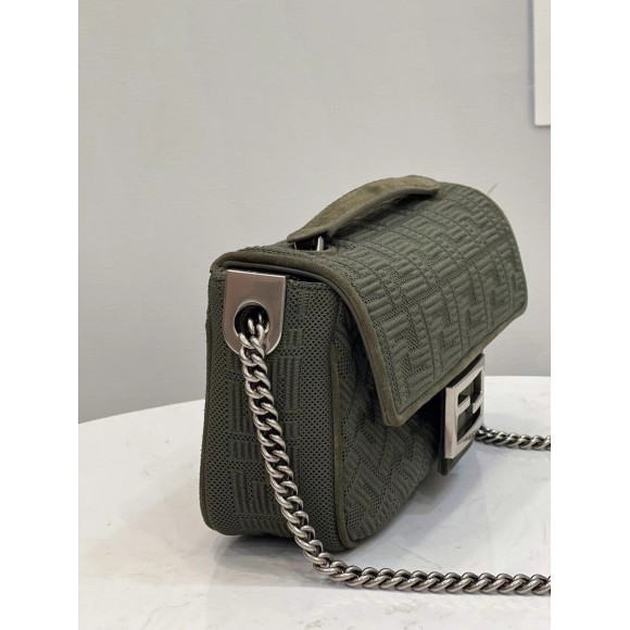 F**di baguette chain midi bag in green ff fabric