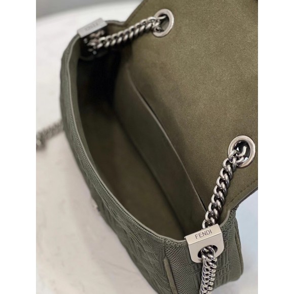 F**di baguette chain midi bag in green ff fabric