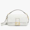 Fendi Large Baguette Bag In White FF Nappa Leather