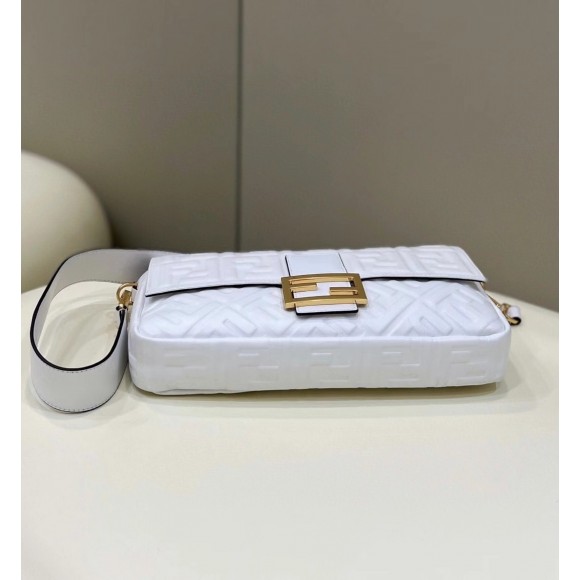 F**di large baguette bag in white ff nappa leather