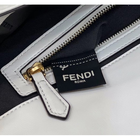 F**di large baguette bag in white ff nappa leather