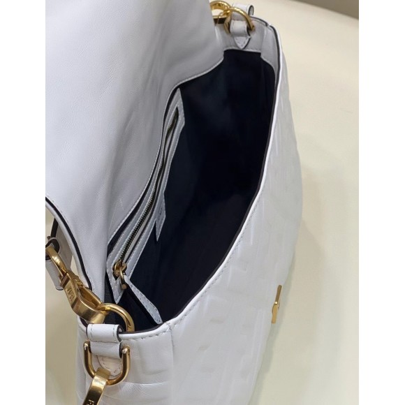 F**di large baguette bag in white ff nappa leather