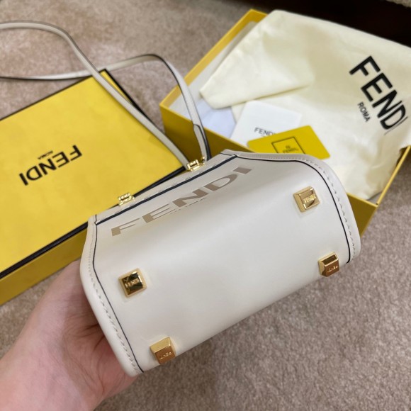 F**di mini sunshine shopper bag in white leather