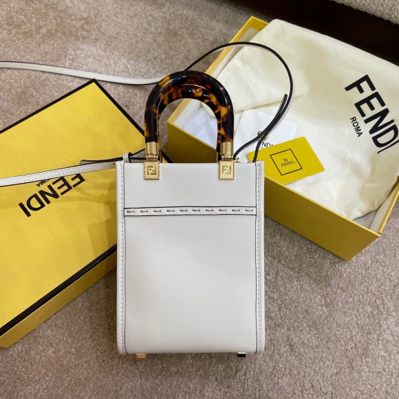 F**di mini sunshine shopper bag in white leather