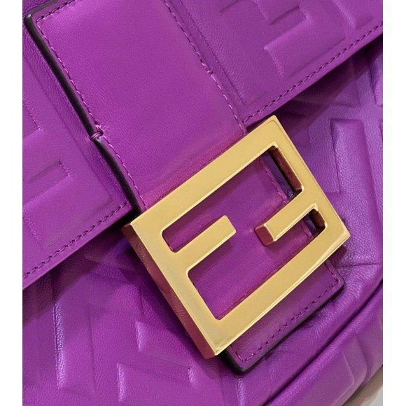 F**di large baguette bag in purple ff nappa leather