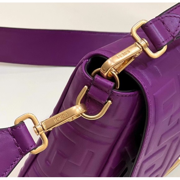 F**di large baguette bag in purple ff nappa leather