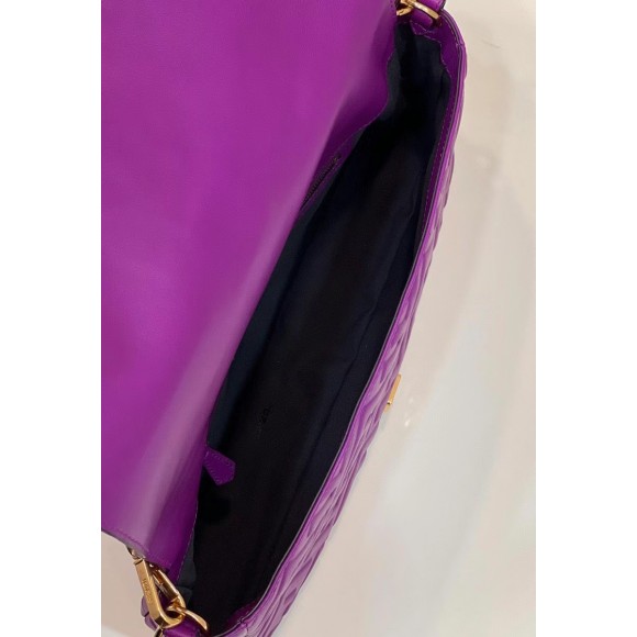 F**di large baguette bag in purple ff nappa leather