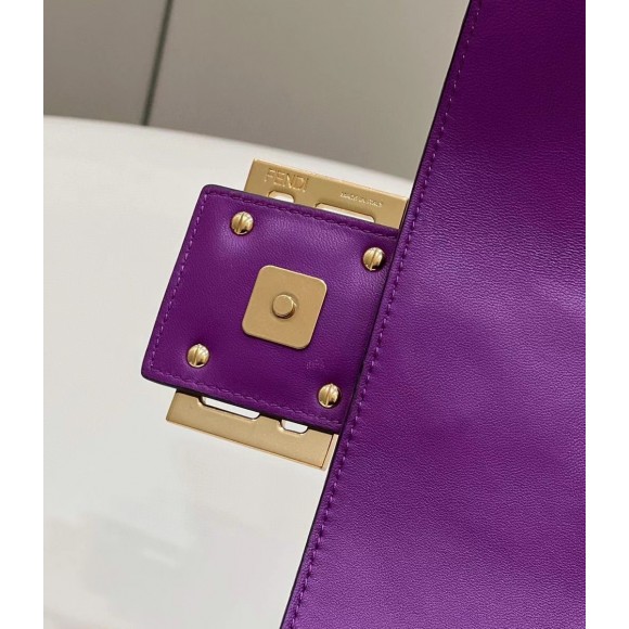 F**di large baguette bag in purple ff nappa leather