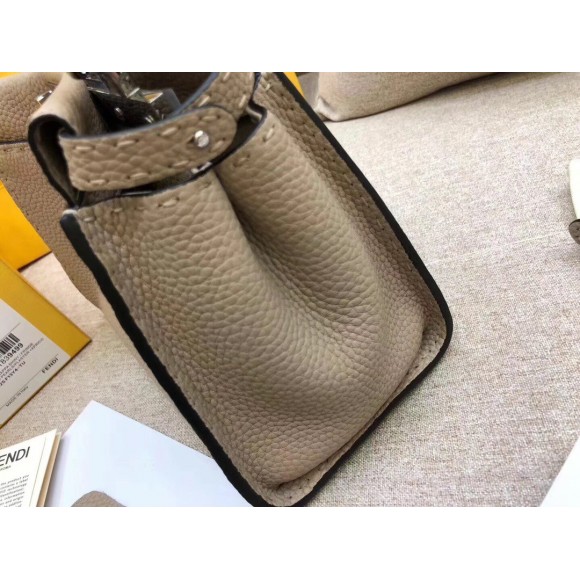 F**di peekaboo mini selleria grey bag with python leather handle