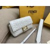 Fendi Medium Baguette Bag In White FF Nappa Leather