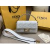 Fendi Medium Baguette Bag In White FF Nappa Leather