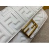 Fendi Medium Baguette Bag In White FF Nappa Leather