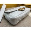 Fendi Medium Baguette Bag In White FF Nappa Leather