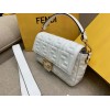 Fendi Medium Baguette Bag In White FF Nappa Leather