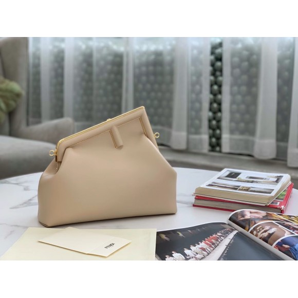 F**di first medium bag in beige nappa leather