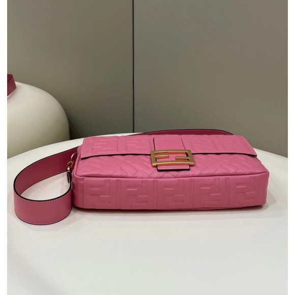 F**di large baguette bag in pink ff nappa leather