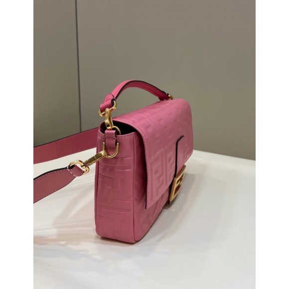 F**di large baguette bag in pink ff nappa leather