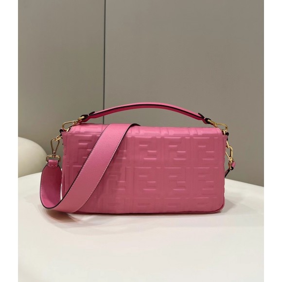 F**di large baguette bag in pink ff nappa leather