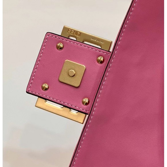 F**di large baguette bag in pink ff nappa leather