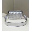Fendi Medium Baguette Bag In Silver FF Metallic Leather