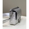 Fendi Medium Baguette Bag In Silver FF Metallic Leather