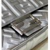 Fendi Medium Baguette Bag In Silver FF Metallic Leather