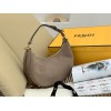 Fendi Fendigraphy Small Hobo Bag In Beige Suede Leather