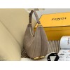 Fendi Fendigraphy Small Hobo Bag In Beige Suede Leather