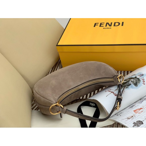 F**di F**digraphy small hobo bag in beige suede leather