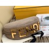 Fendi Fendigraphy Small Hobo Bag In Beige Suede Leather
