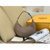 Fendi Fendigraphy Small Hobo Bag In Beige Suede Leather