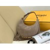 Fendi Fendigraphy Small Hobo Bag In Beige Suede Leather