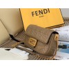 Fendi Baguette Chain Midi Bag In Taupe Nappa Leather