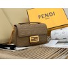 Fendi Baguette Chain Midi Bag In Taupe Nappa Leather