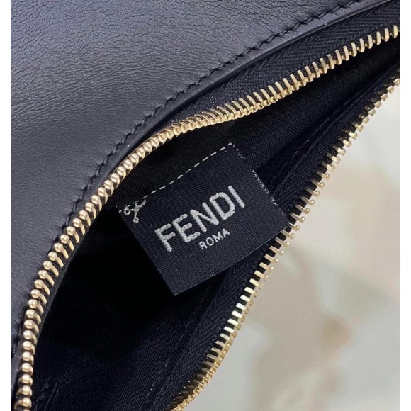 F**di F**digraphy small hobo bag in black leather