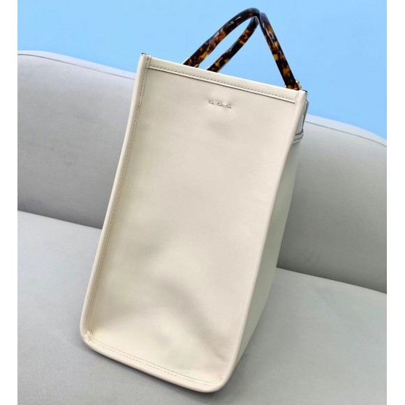 F**di sunshine medium tote bag in white calfskin