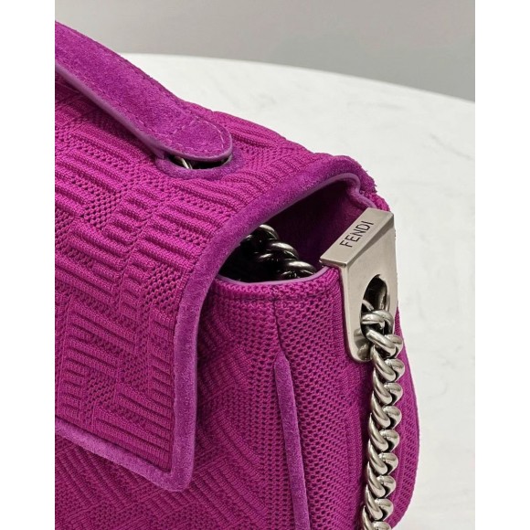 F**di baguette chain midi bag in fuchsia ff fabric