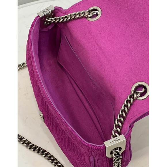 F**di baguette chain midi bag in fuchsia ff fabric