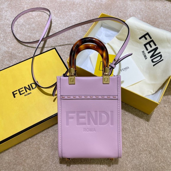 F**di mini sunshine shopper bag in lilas leather